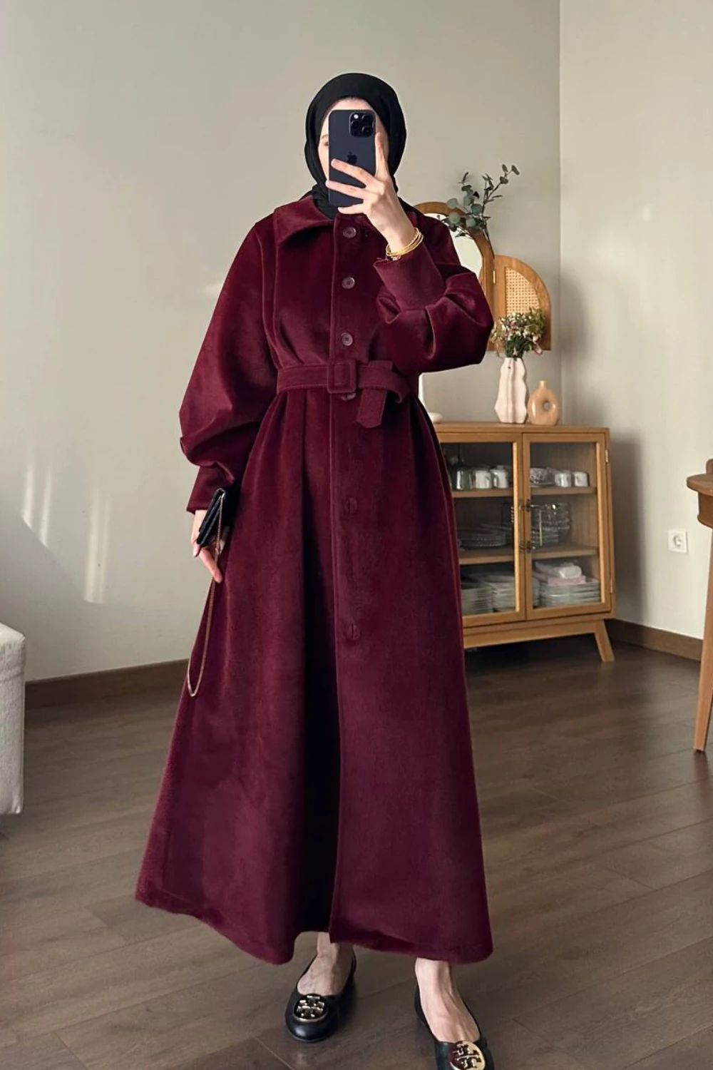 ANGORA UZUN KABAN - Bordo