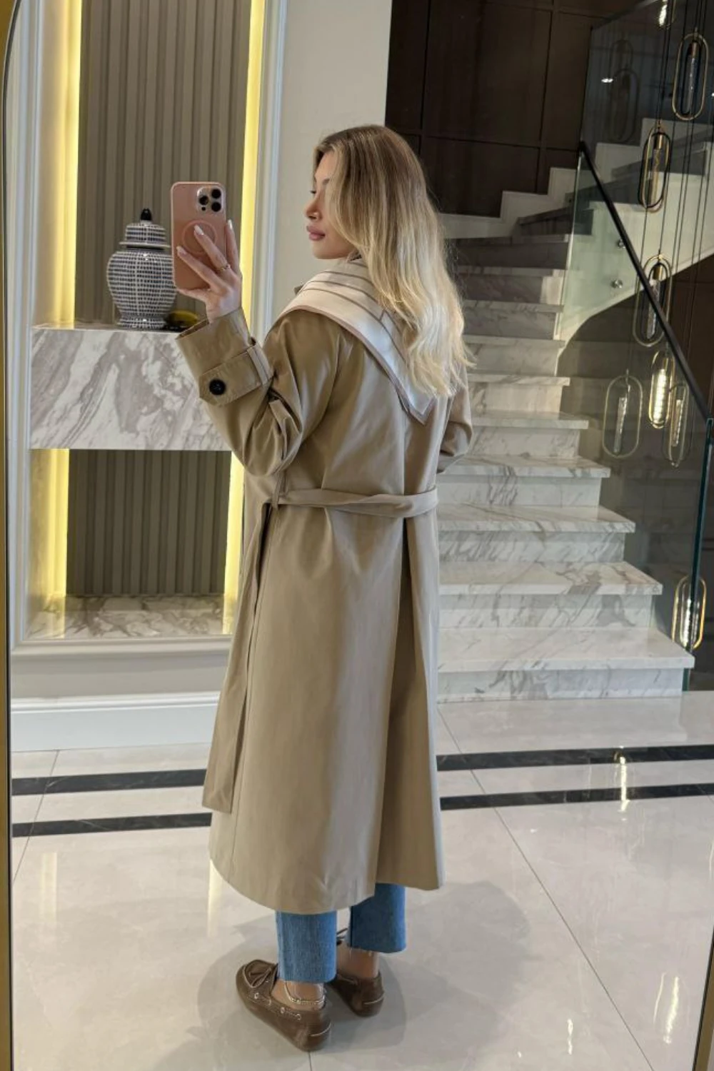 FULARLI TRENÇKOT - Taş