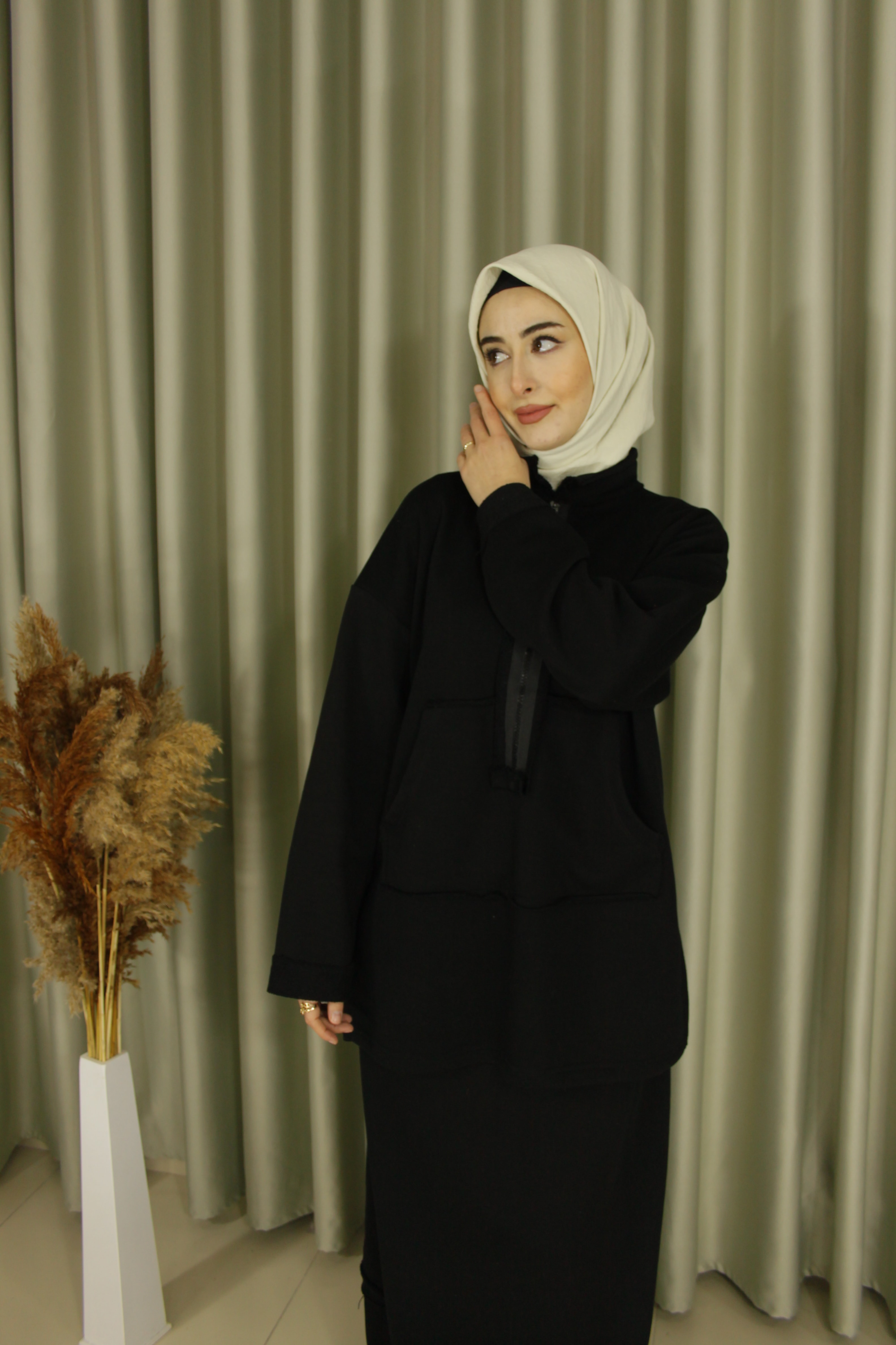 SERENE ETEKLİ SWEAT TAKIM - Siyah