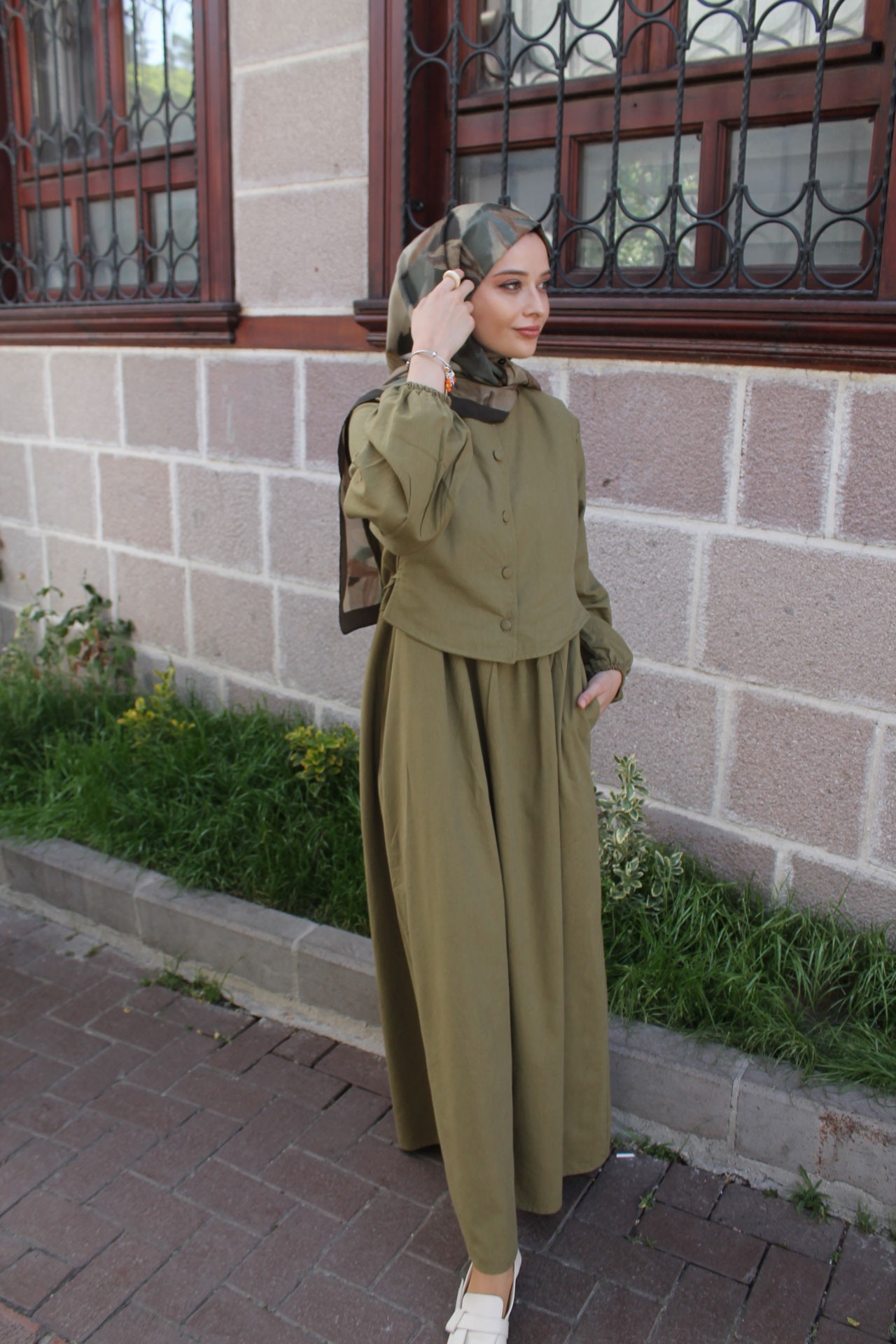 KETEN YELEKLİ ELBİSE