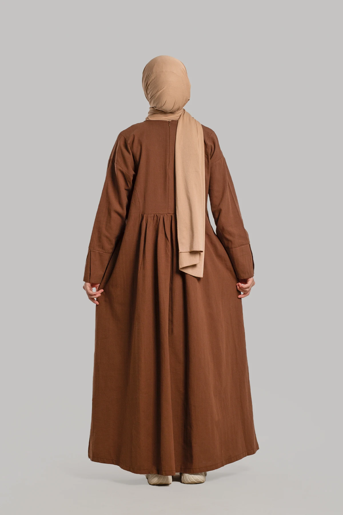 MİNİMAL PİLELİ KETEN ELBİSE