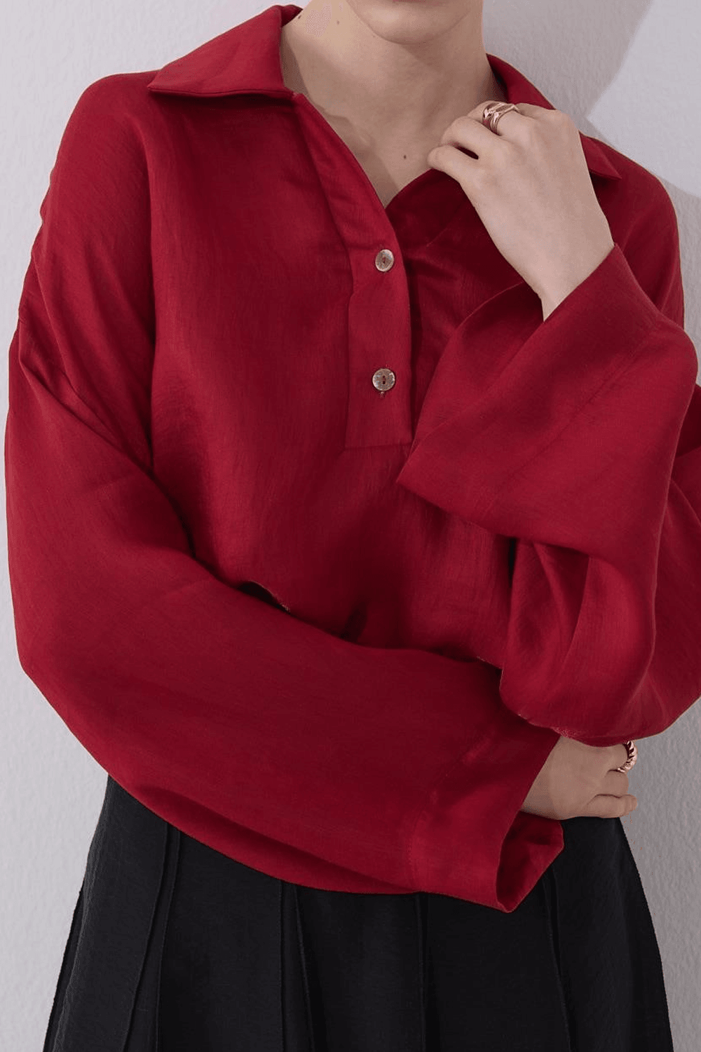 LİNA KETEN GÖMLEK - Bordo