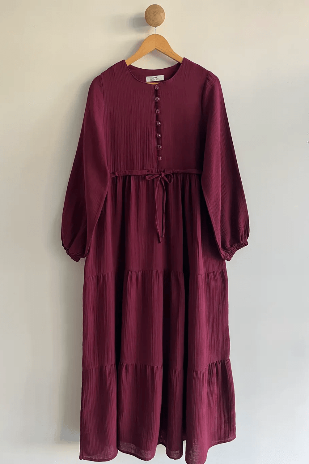SAHRA MÜSLİN ELBİSE - Bordo