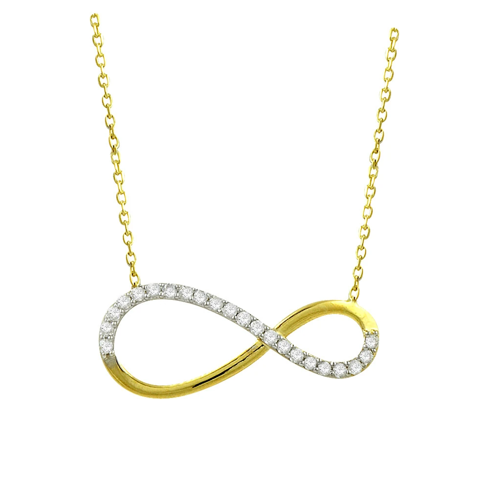 14 Ayar Taşlı İki Renkli Sonsuzluk Altın Kolye