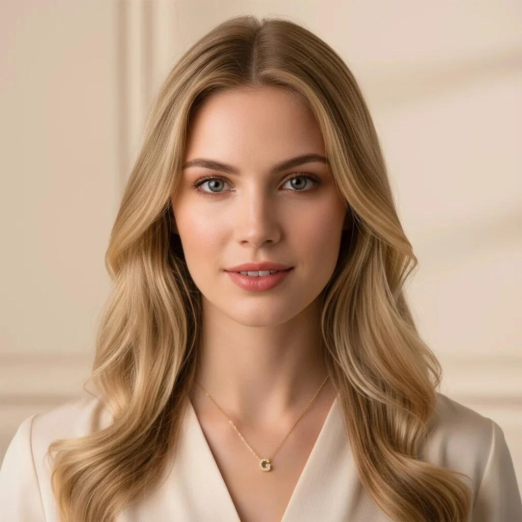 14 Ayar Taşlı G Harfli Altın Kolye