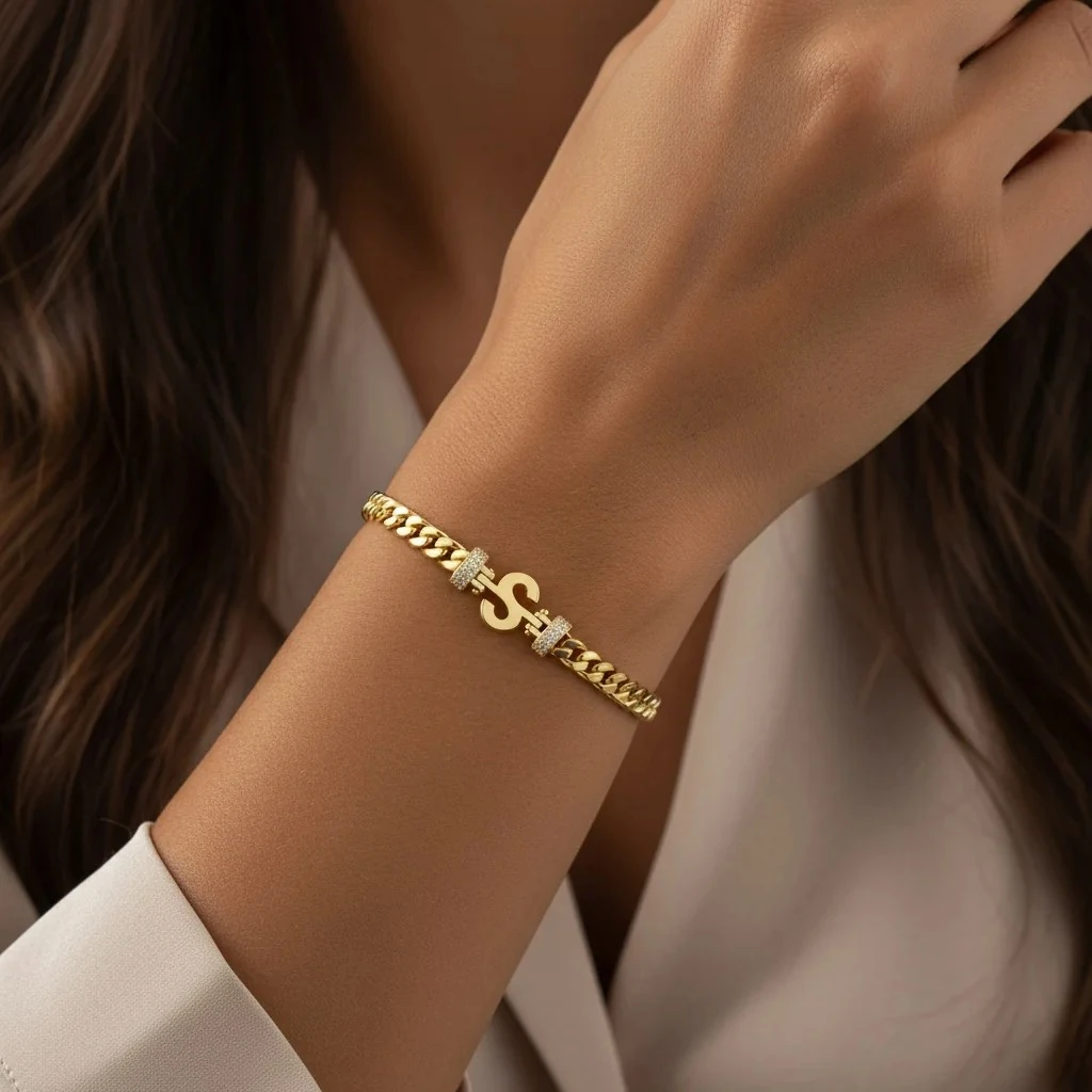 14 Ayar Gurmet S Harfli Altın Bileklik