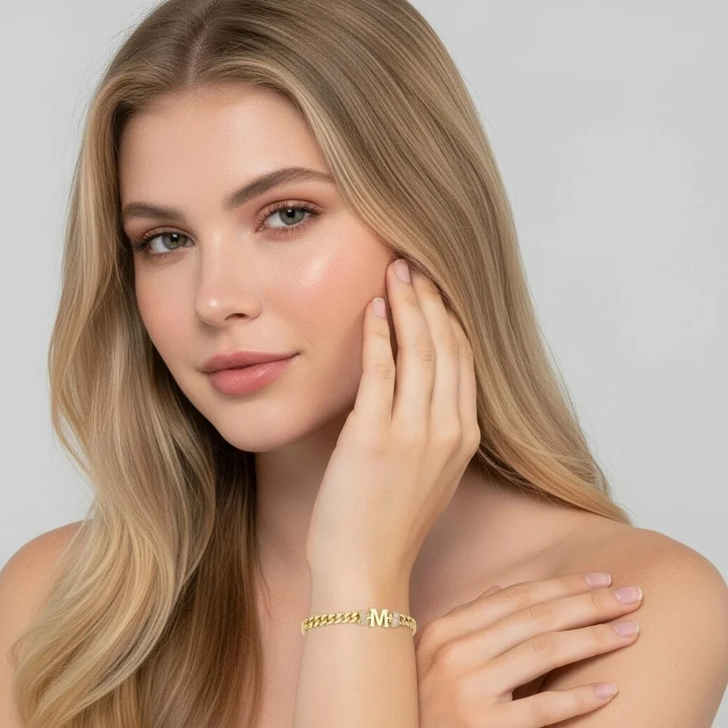 14 Ayar Gurmet M Harfli Altın Bileklik