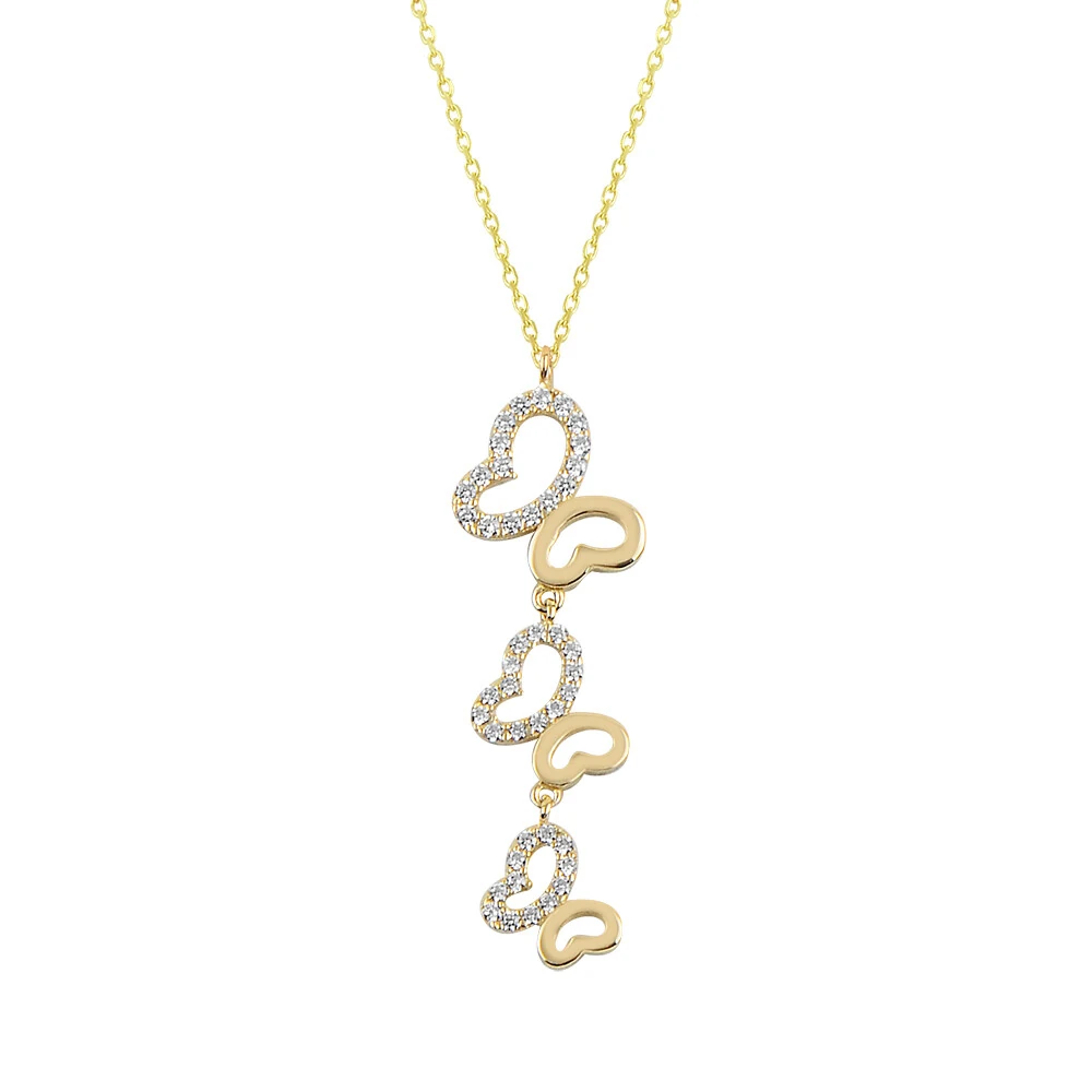 14 Ayar Taşlı Kalpli Altın Kolye