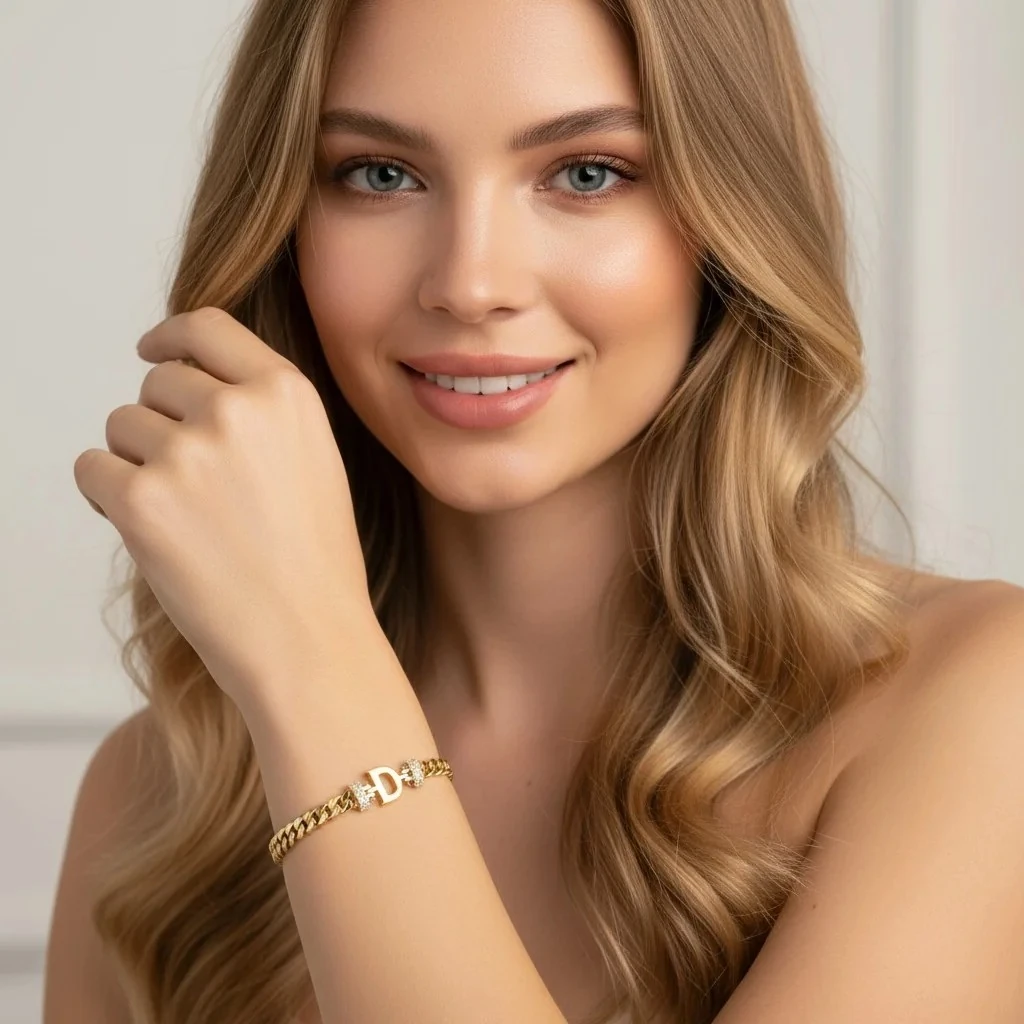 14 Ayar Gurmet D Harfli Altın Bileklik