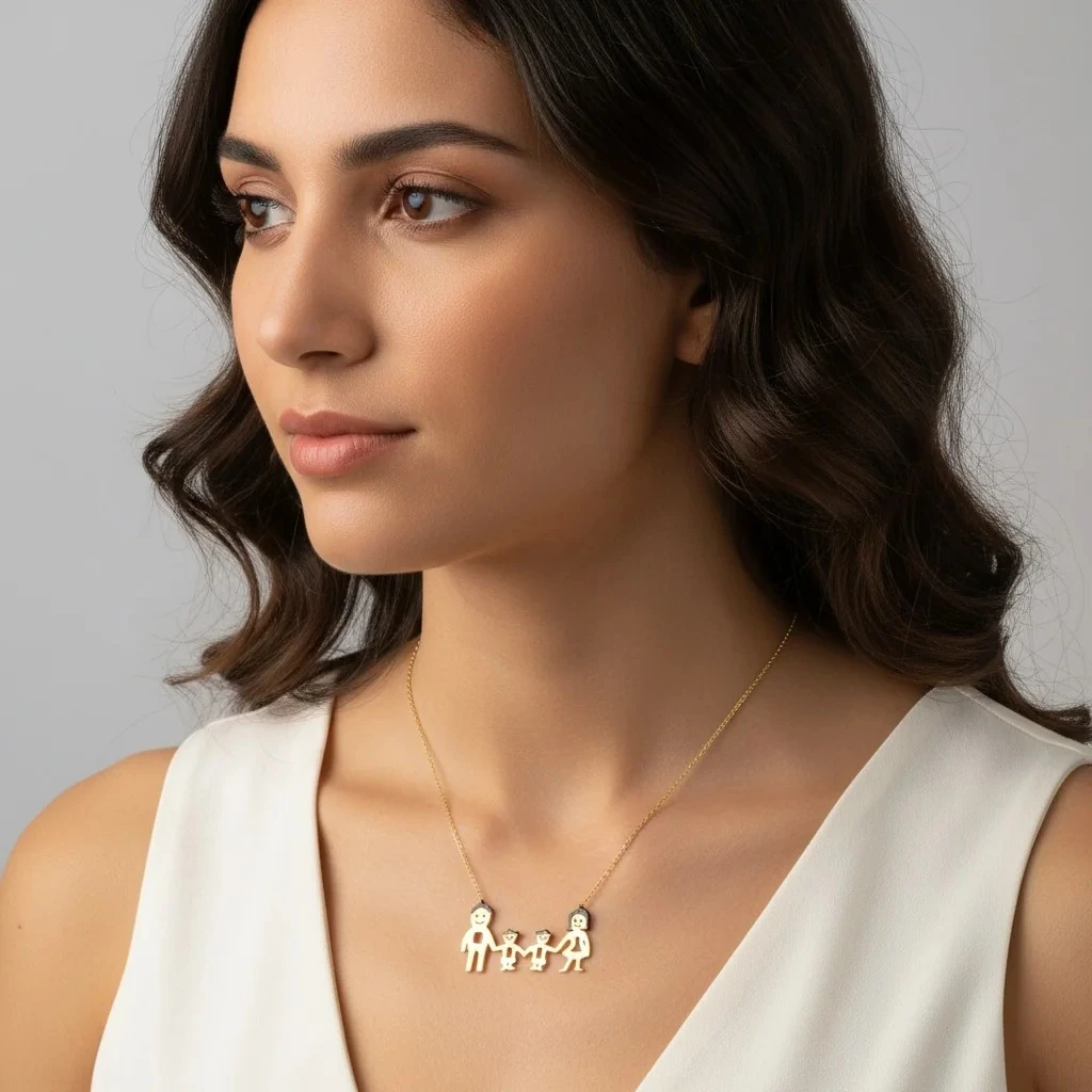 14 Ayar Aile Altın Kolye