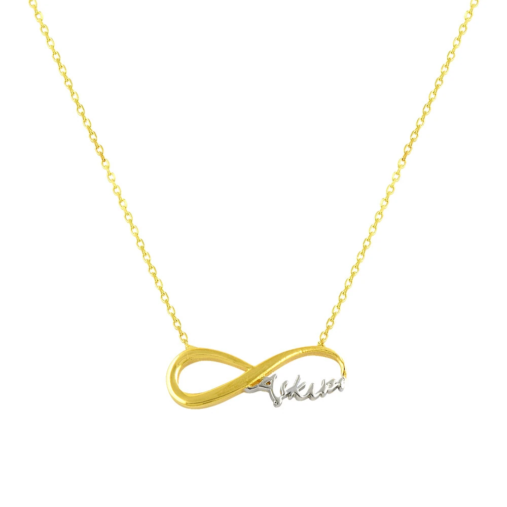 14 Ayar Aşkım Yazılı Sonsuzluk Altın Kolye