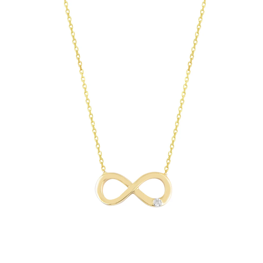14 Ayar Taşlı Sonsuzluk Altın Kolye