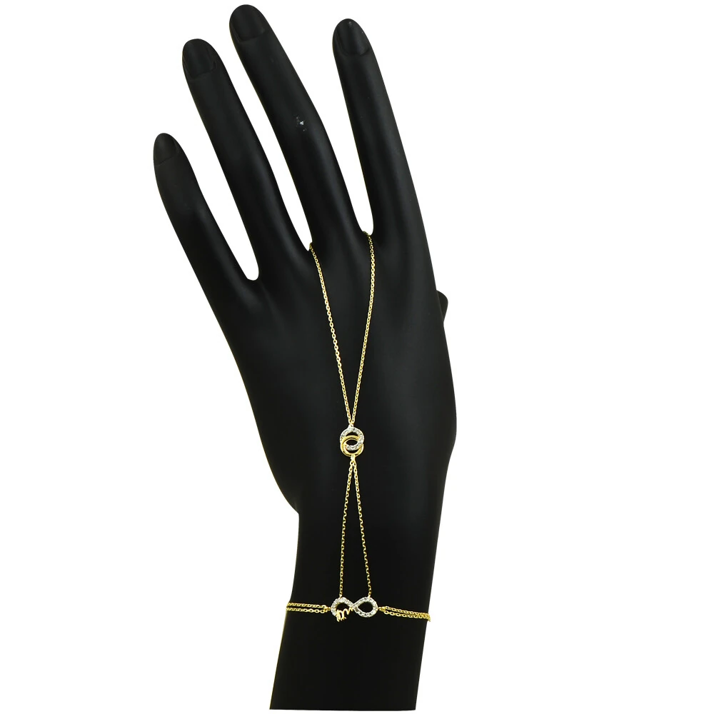 14 Ayar Halkalı Sonsuzluk Taşlı Altın Şahmeran