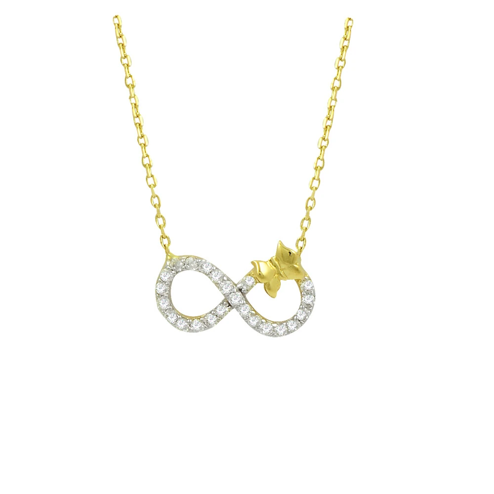 14 Ayar Kelebekli Sonsuzluk Altın Kolye
