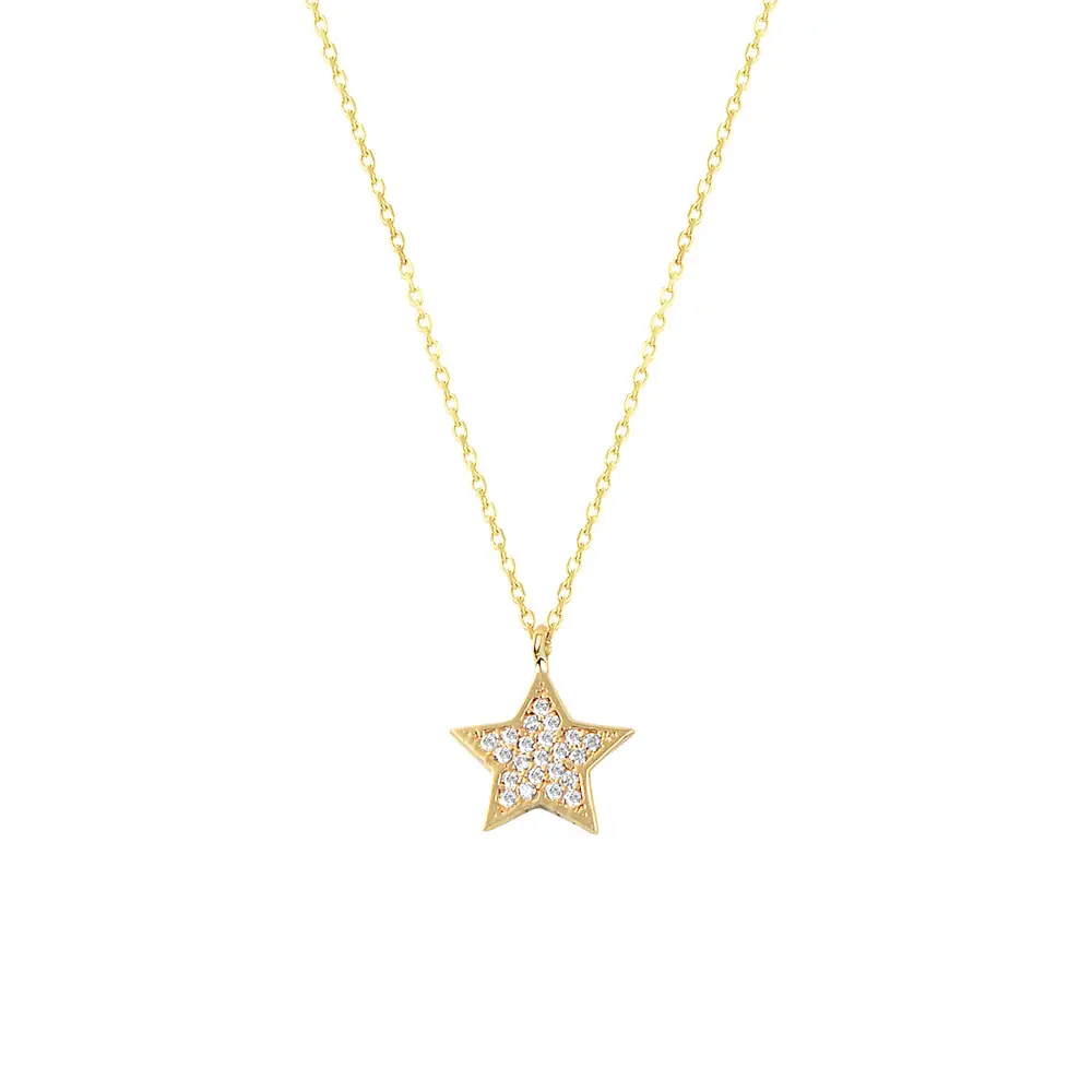 14 Ayar Parlak Yıldız Motifli Altın Kolye