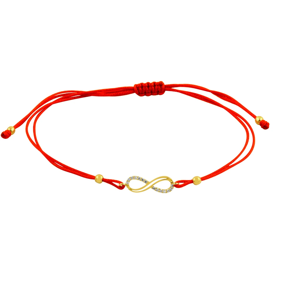 14 Ayar İpli Taşlı Sonsuzluk Altın Bileklik