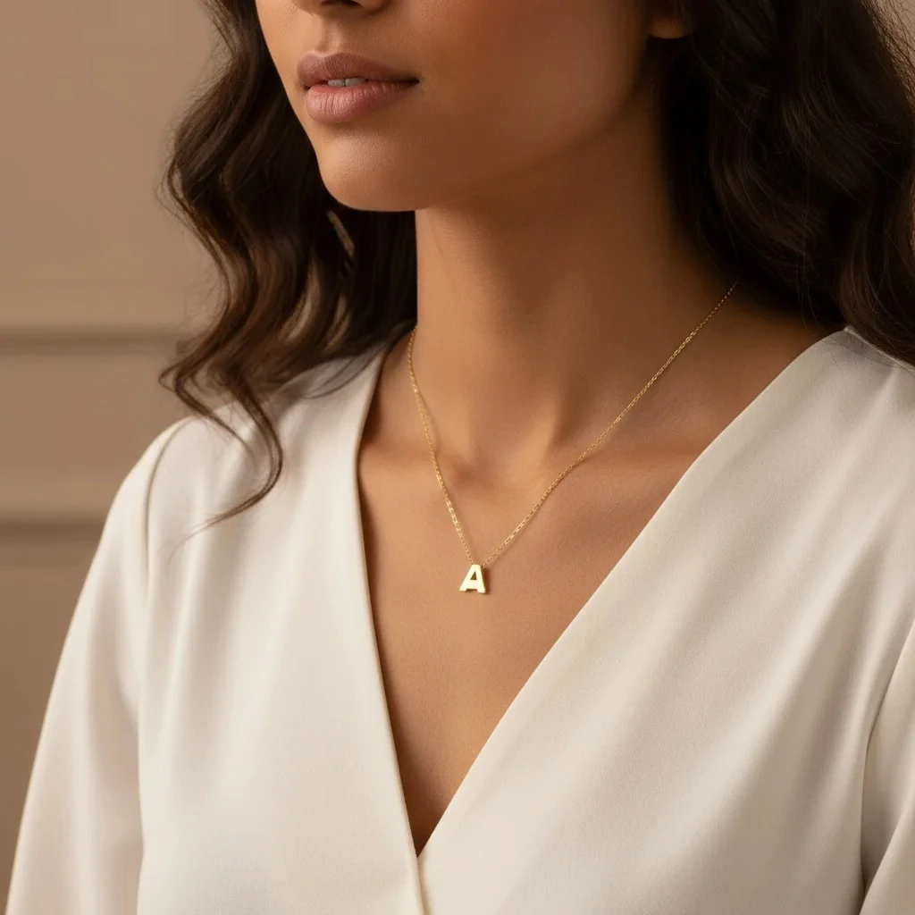 14 Ayar A Harfli Altın Kolye