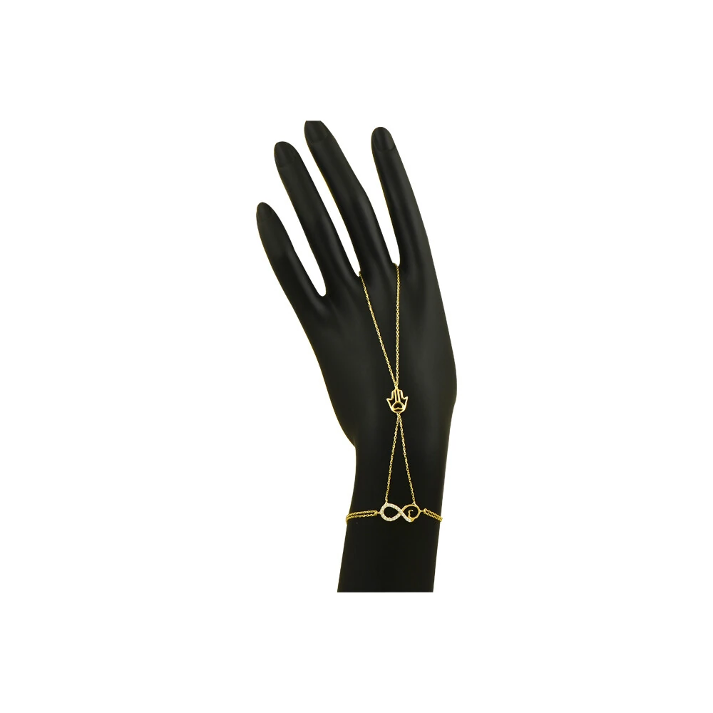 14 Ayar Fatima Eli ve Sonsuzluk Figürlü Altın Şahmeran