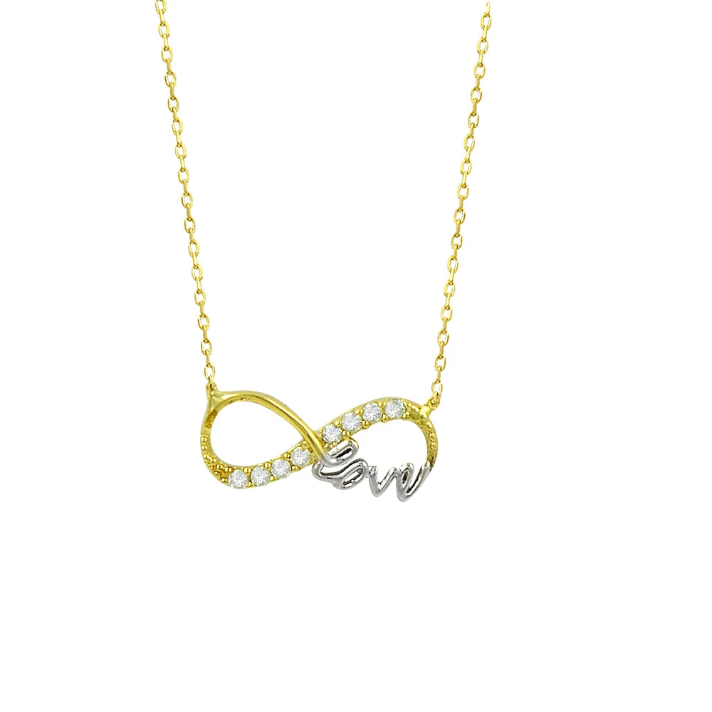 14 Ayar Love Yazılı Sonsuzluk Altın Kolye