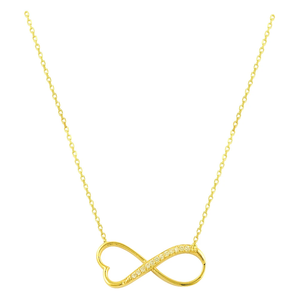 14 Ayar Kalpli Sonsuzluk Figürlü Taşlı Altın Kolye