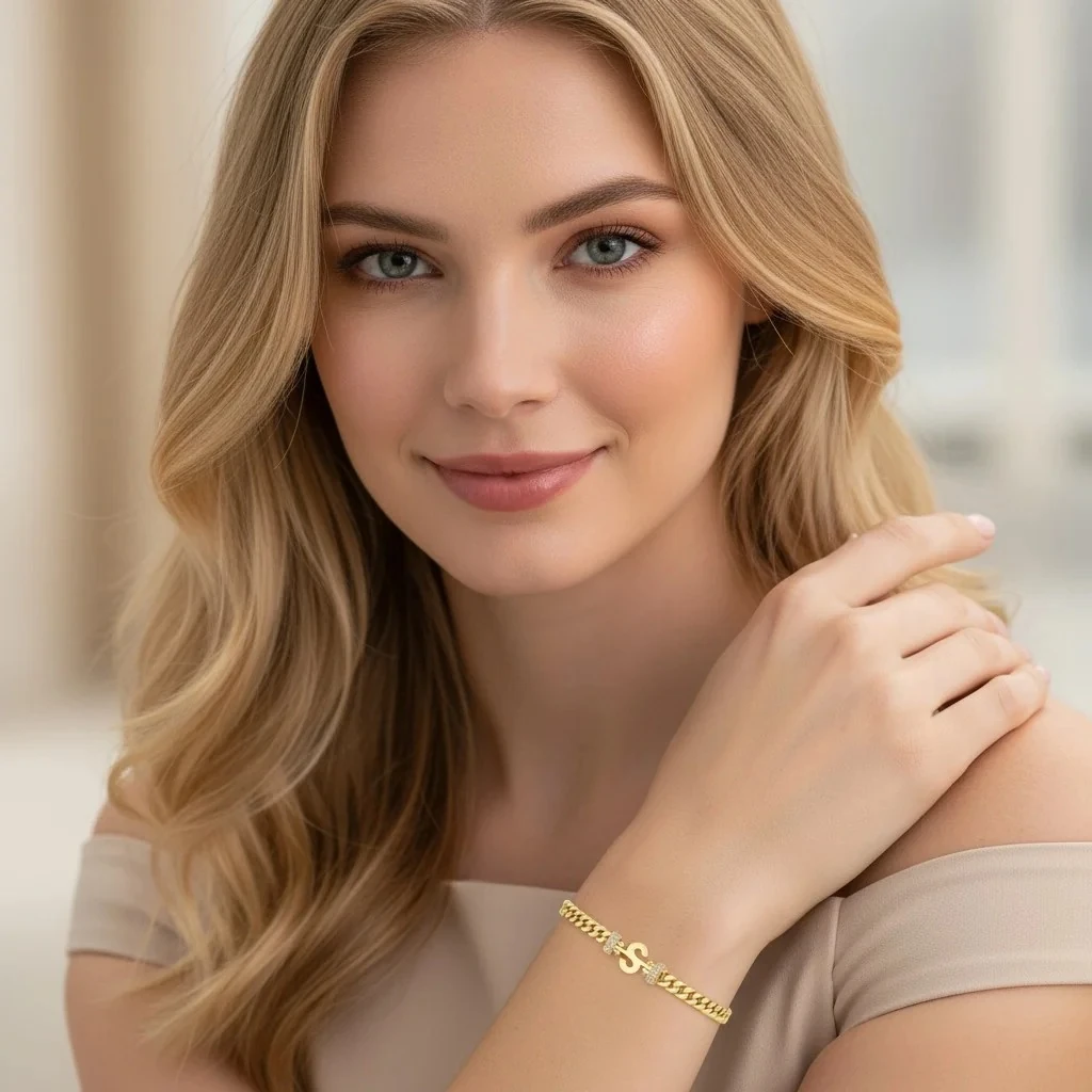 14 Ayar Gurmet S Harfli Altın Bileklik