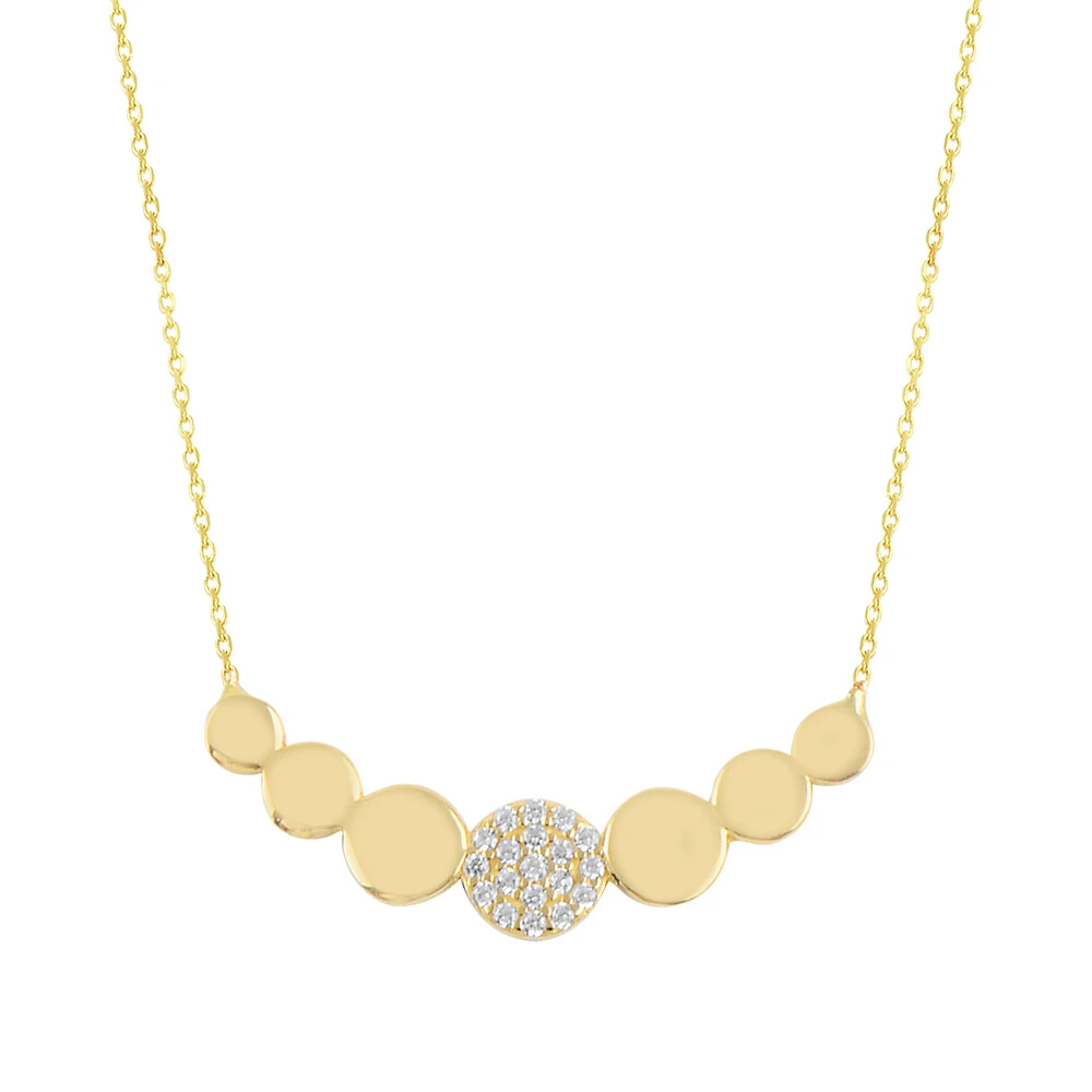 14 Ayar Sıralı Taşlı Daire Altın Kolye