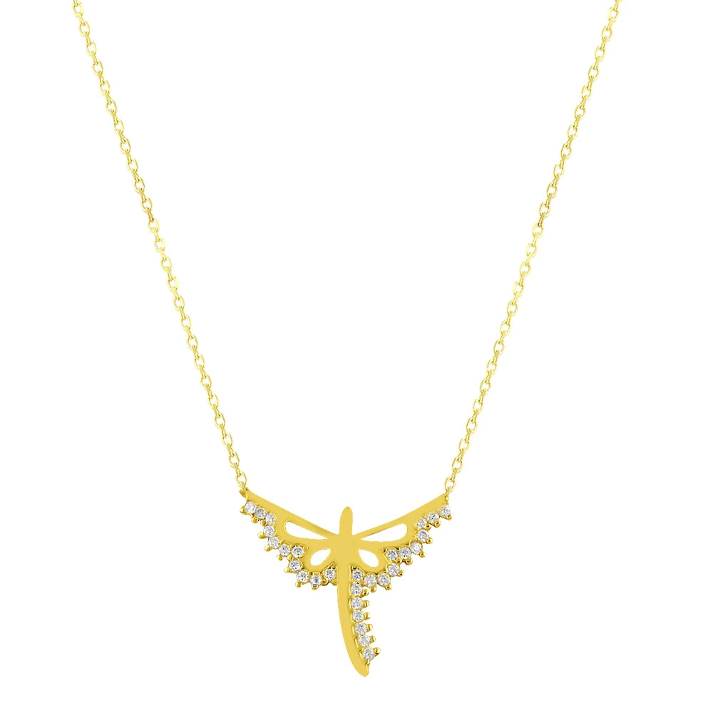 14 Ayar Taşlı Yusufçuk Altın Kolye