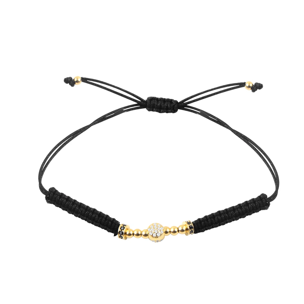 14 Ayar İpli Taşlı Top Altın Bileklik