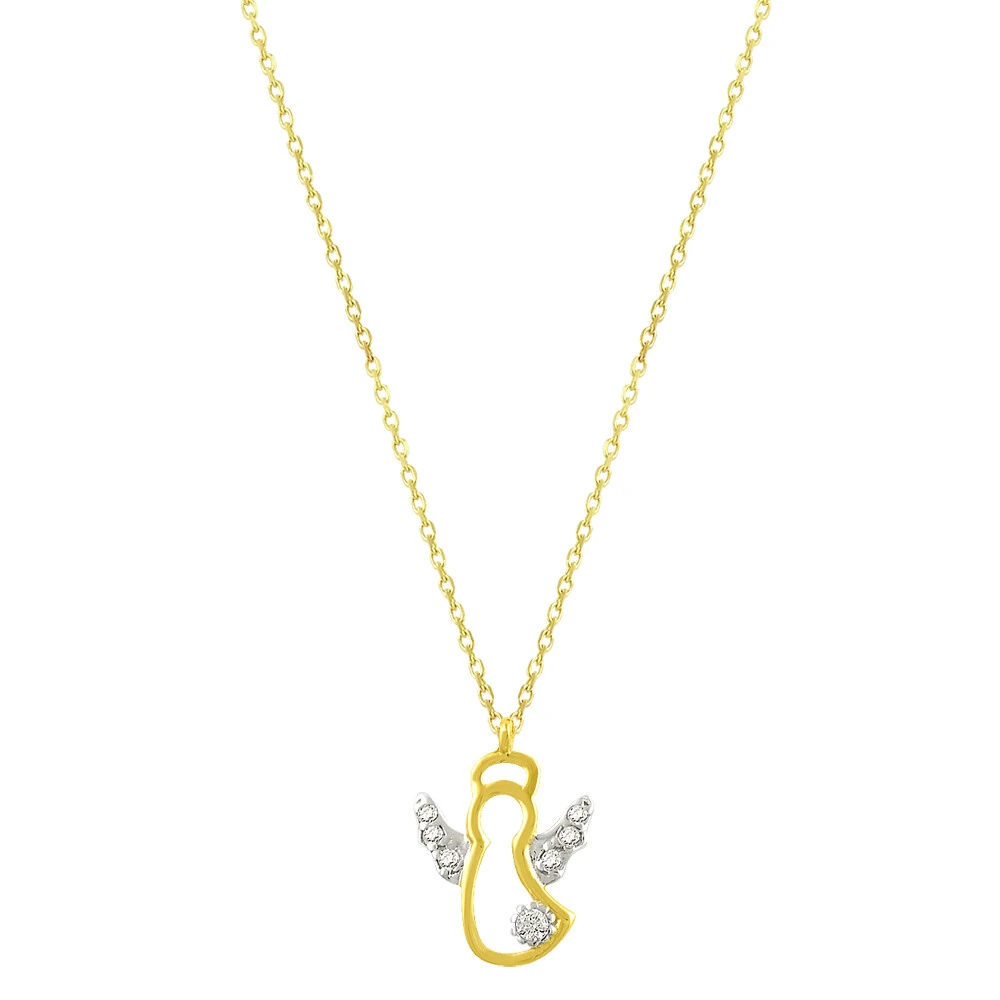 14 Ayar Taşlı Melek Figürlü Altın Kolye