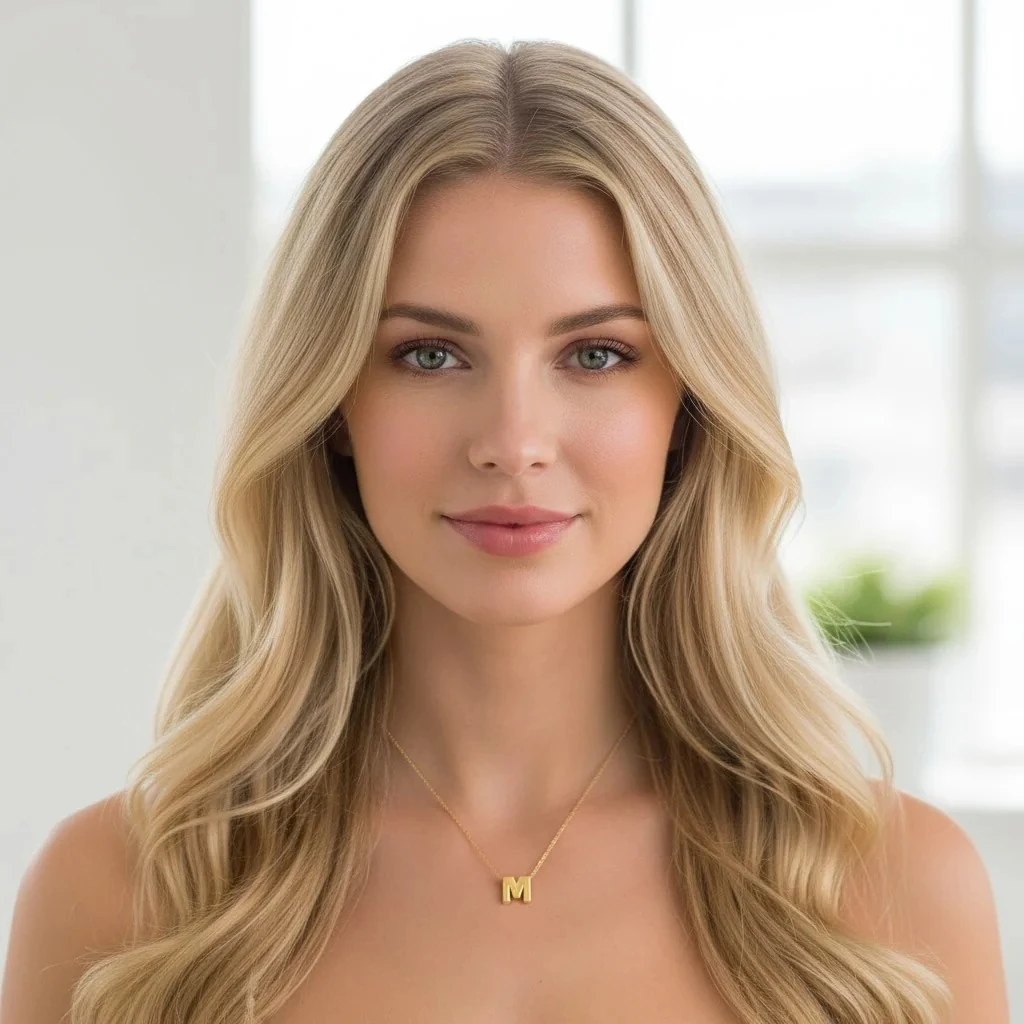 14 Ayar M Harfli Altın Kolye