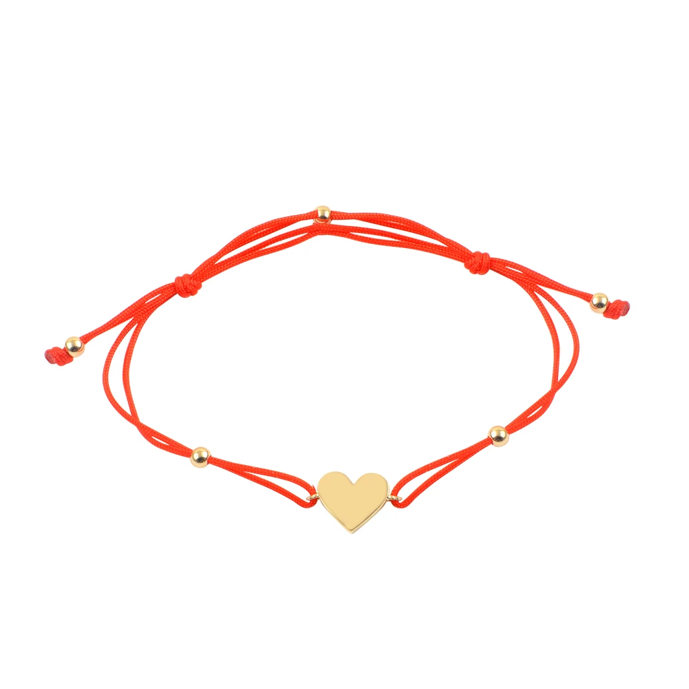 14 Ayar İpli Kalpli Altın Bileklik