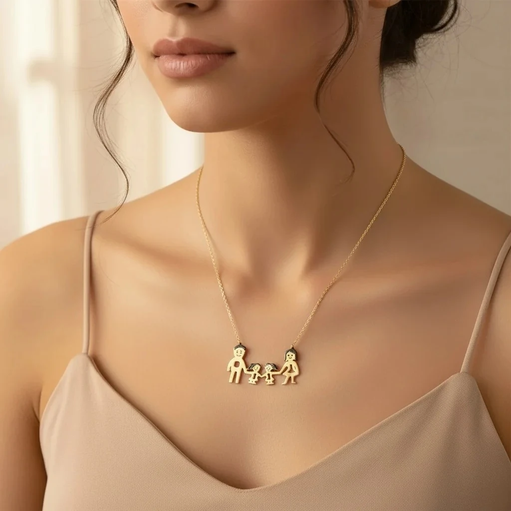 14 Ayar Aile Altın Kolye