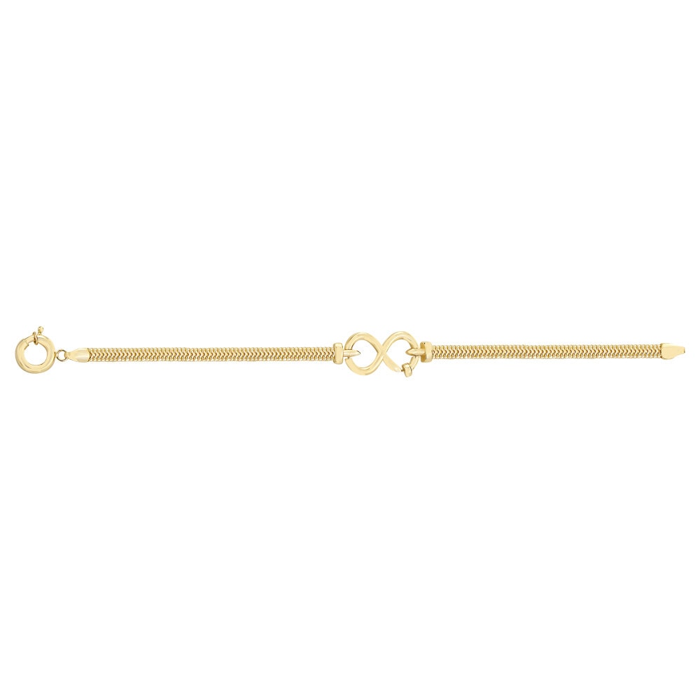 14K Herringbone Chain Infinity Gold Bracelet