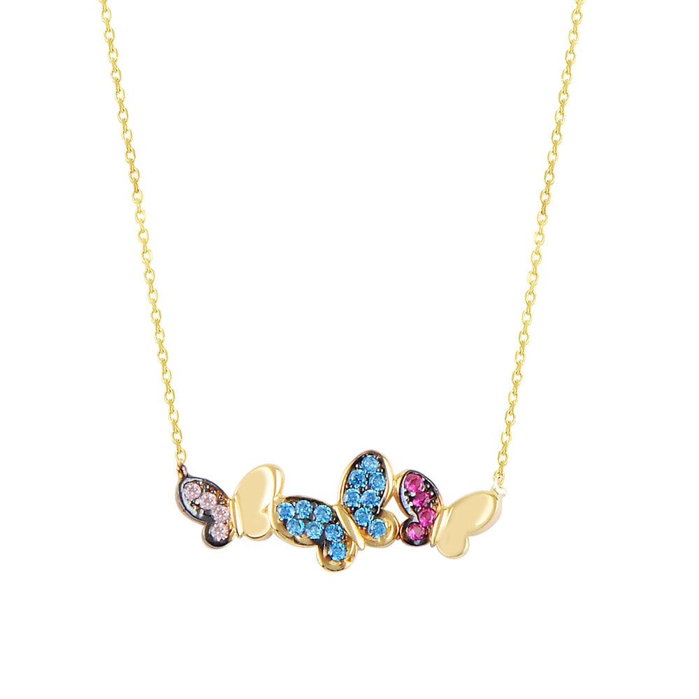 14 Carat Butterfly Family Gold Necklace