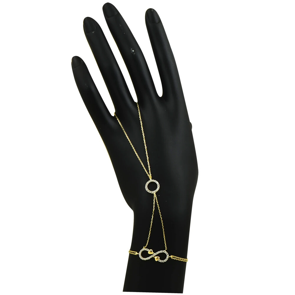 14 Ayar Halkalı Sonsuzluk Taşlı Altın Şahmeran