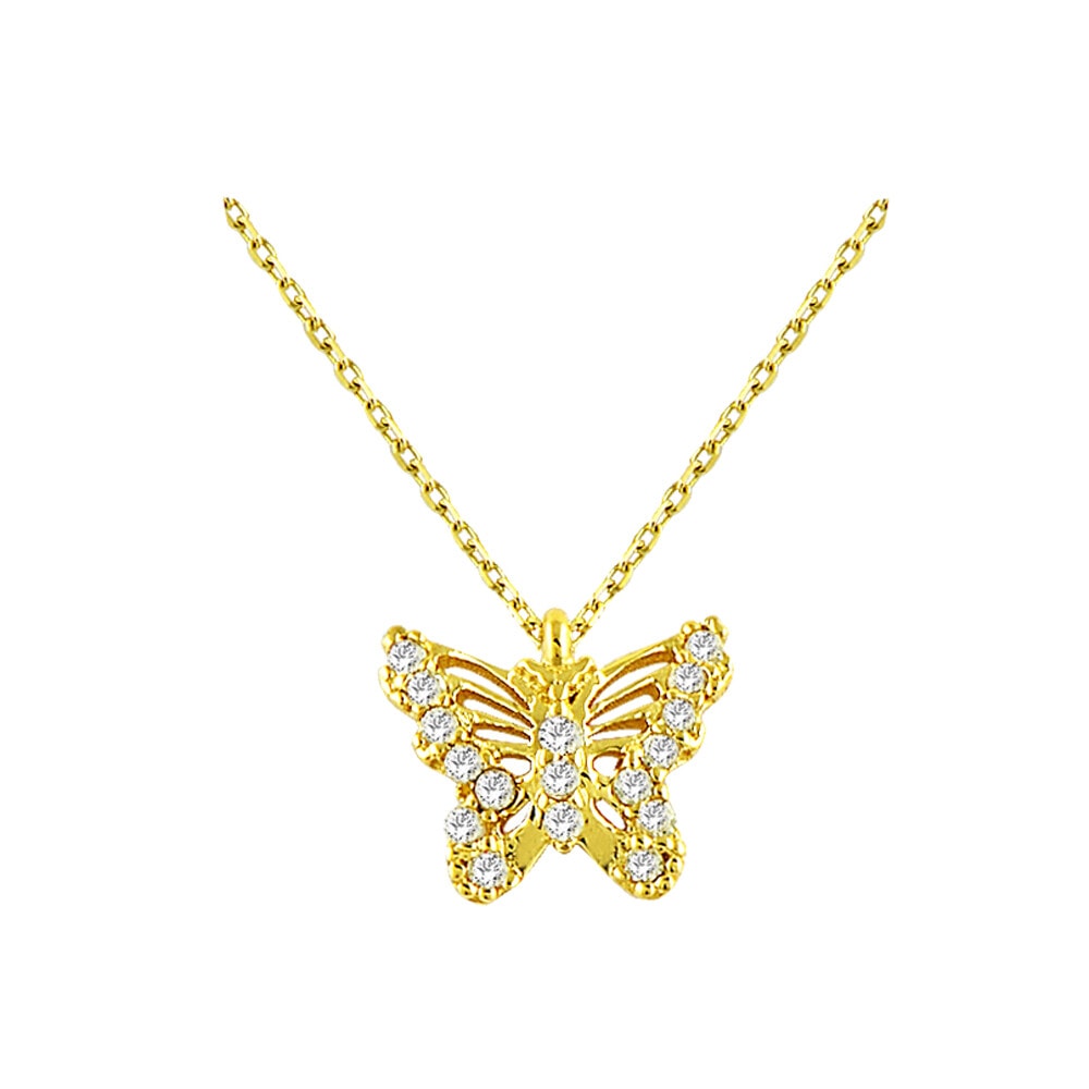14 Carat Stone Butterfly Gold Necklace