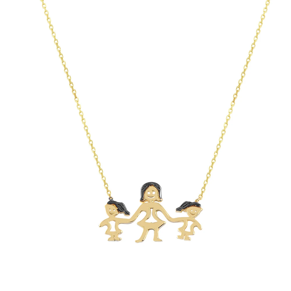 14 Ayar Anne ve Çocukları Altın Kolye