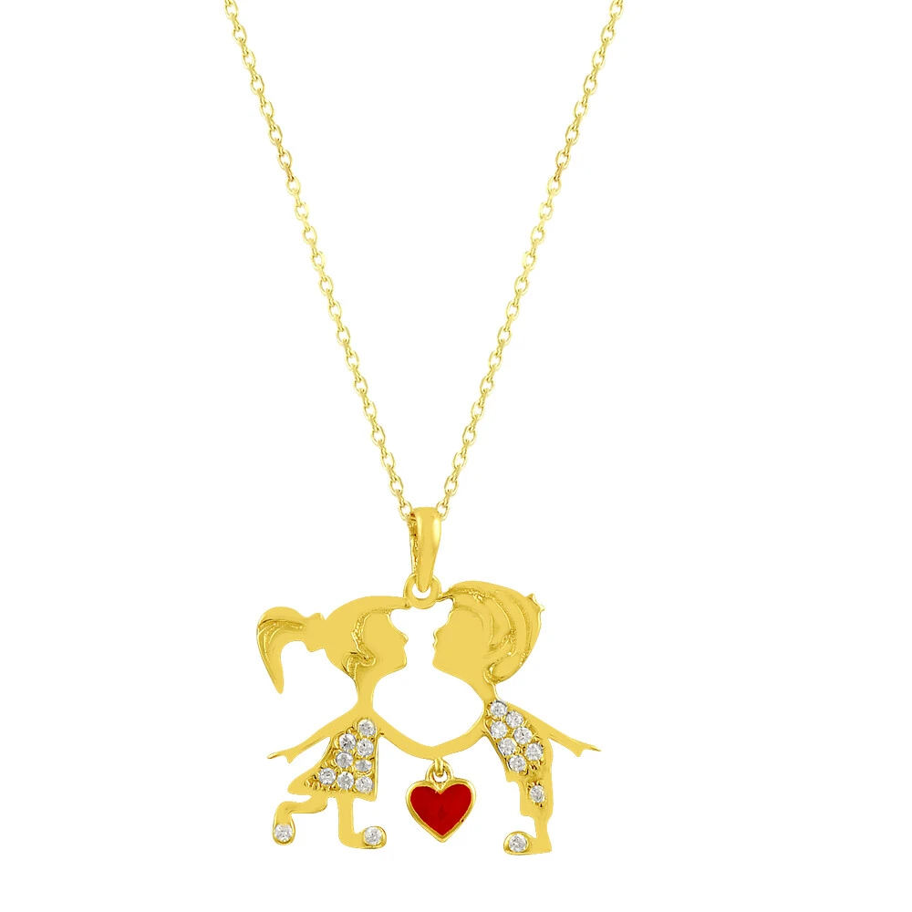 14 Ayar Sevgili Temalı Altın Kolye