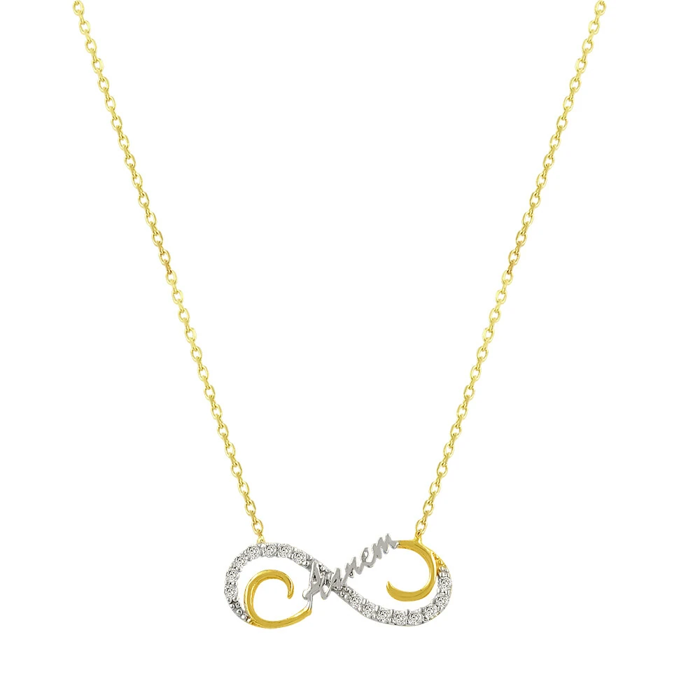 14 Ayar Taşlı Sonsuzluk Annem Altın Kolye
