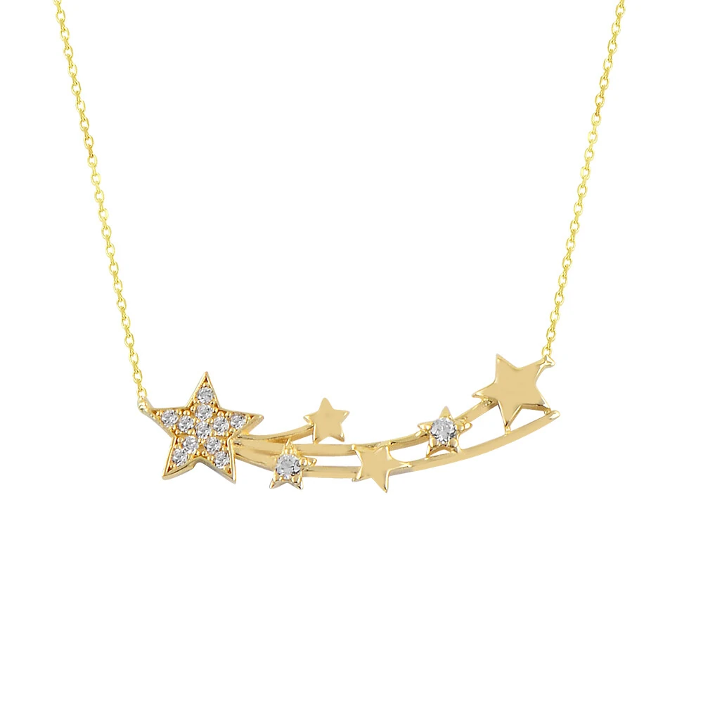 14 Ayar Kayar Yıldızlar Taşlı Altın Kolye