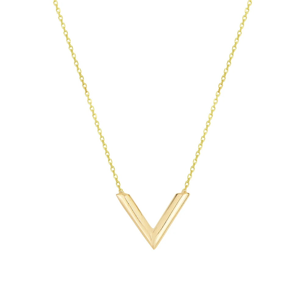 14 Ayar Sade V Harfi Altın Kolye