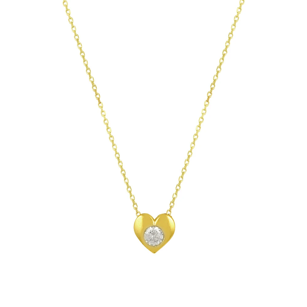 14 Ayar Tektaş Kalpli Altın Kolye