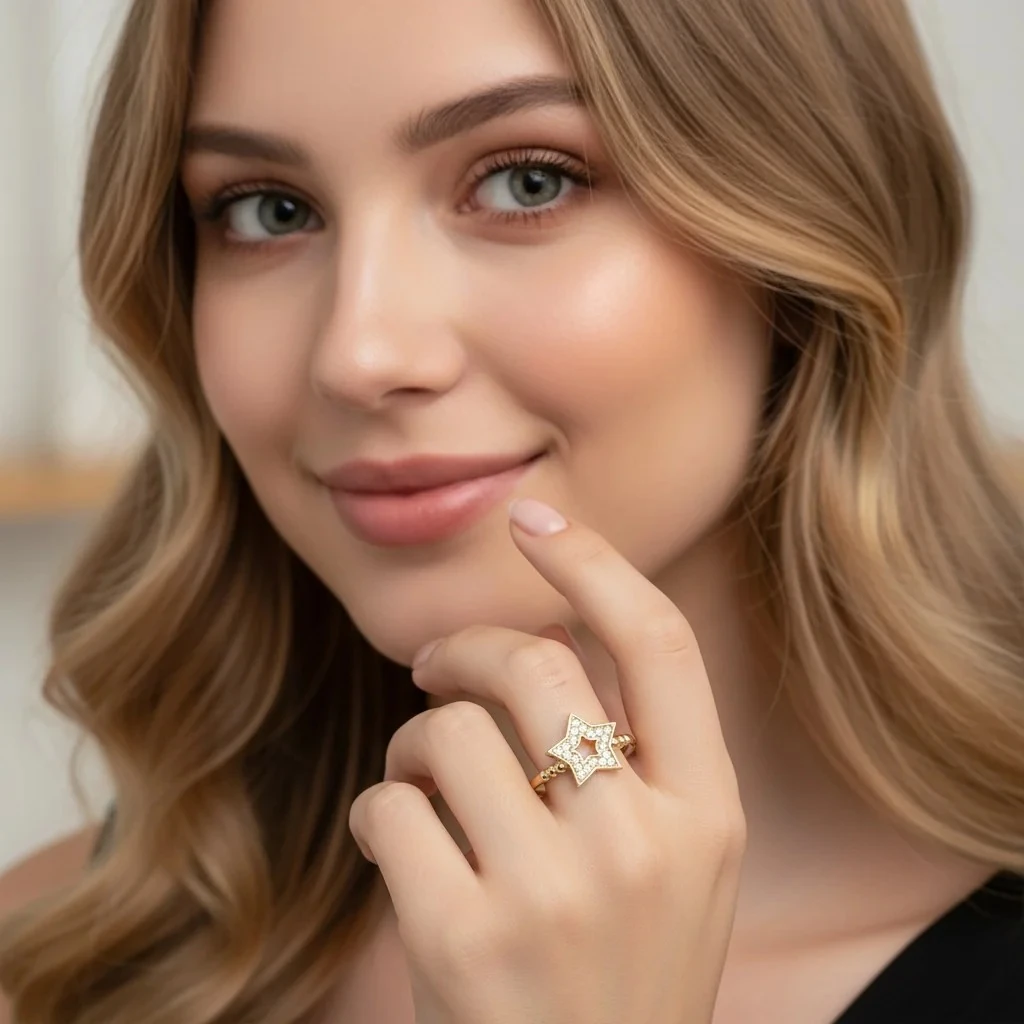 14 Ayar Taşlı Yıldız Altın Yüzük