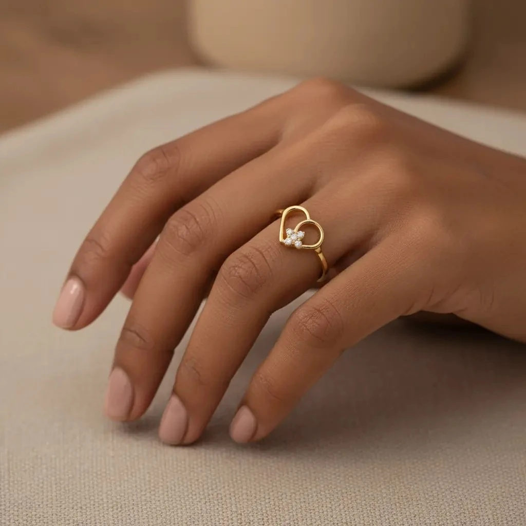 14 Ayar Şanslı Kalp Altın Yüzük