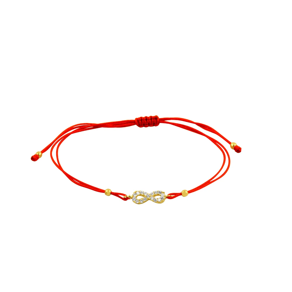 14 Ayar İpli Taşlı Sonsuzluk Altın Bileklik