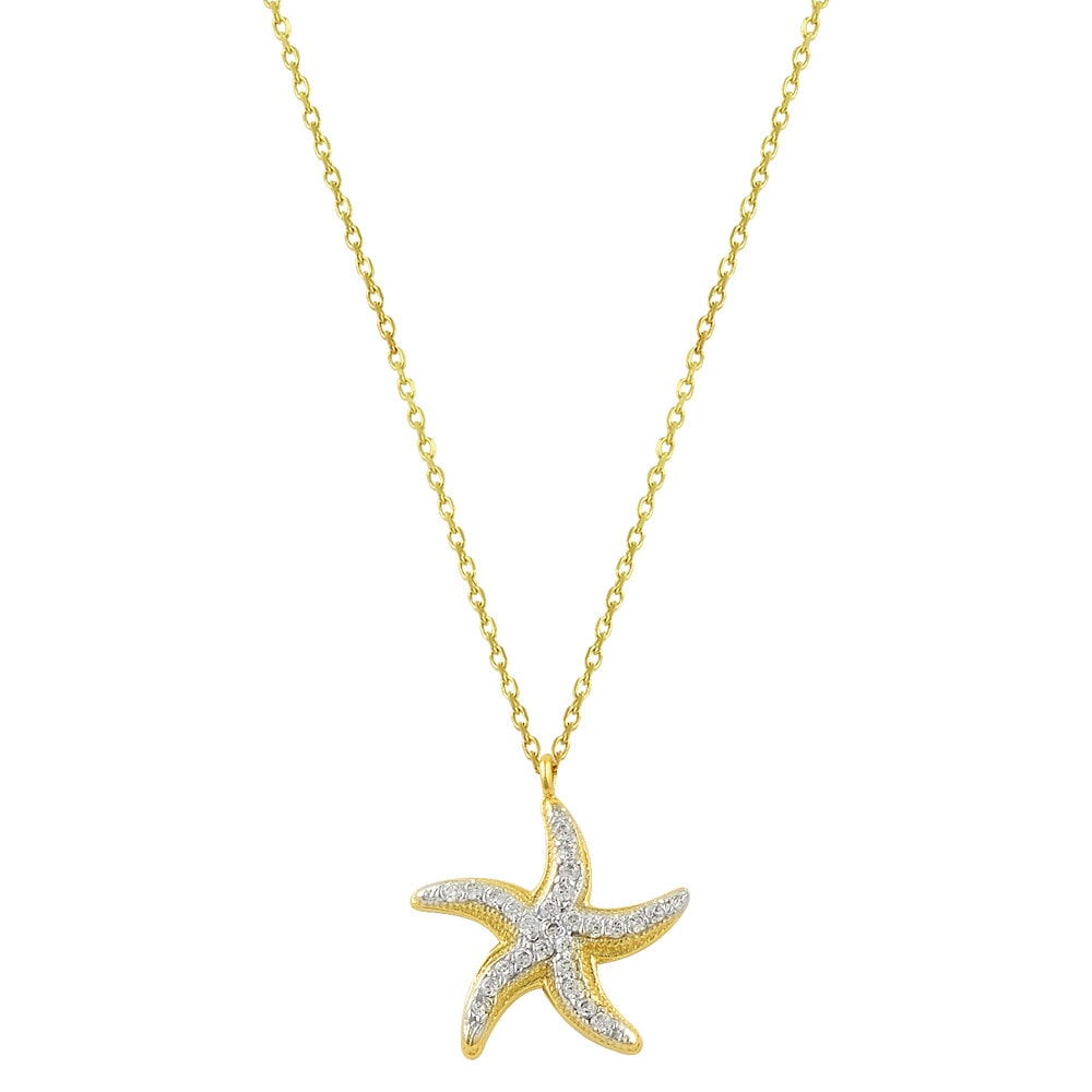 14 Carat Stone Starfish Gold Necklace