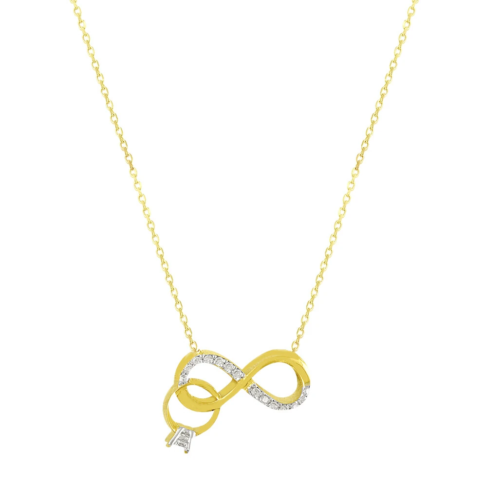 14 Ayar Tektaş Yüzük ve Sonsuzluk Altın Kolye