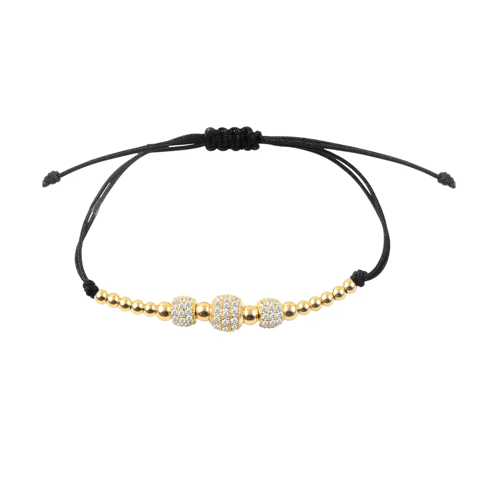 14 Ayar İpli Taşlı Top Altın Bileklik
