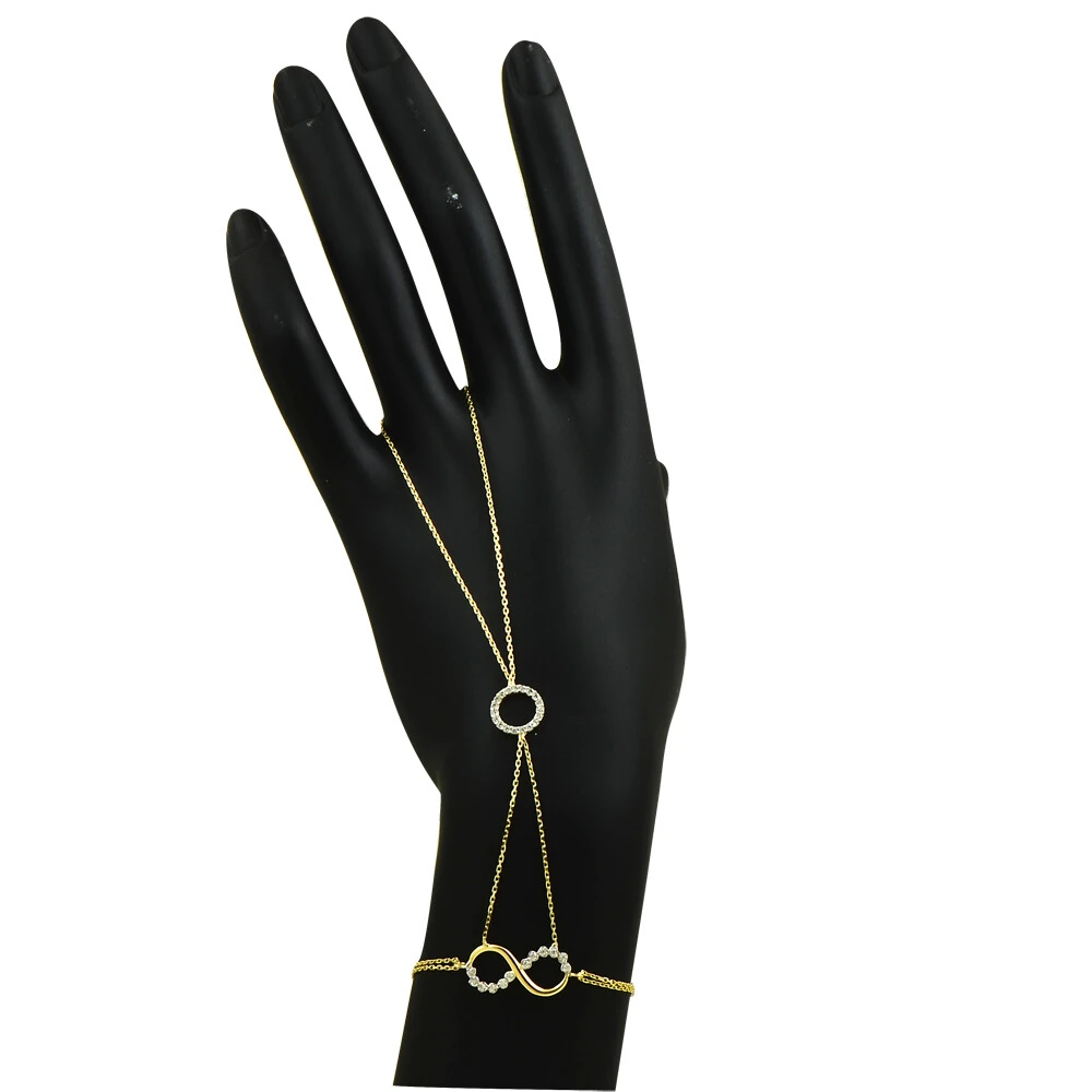 14 Ayar Halkalı Sonsuzluk Taşlı Altın Şahmeran