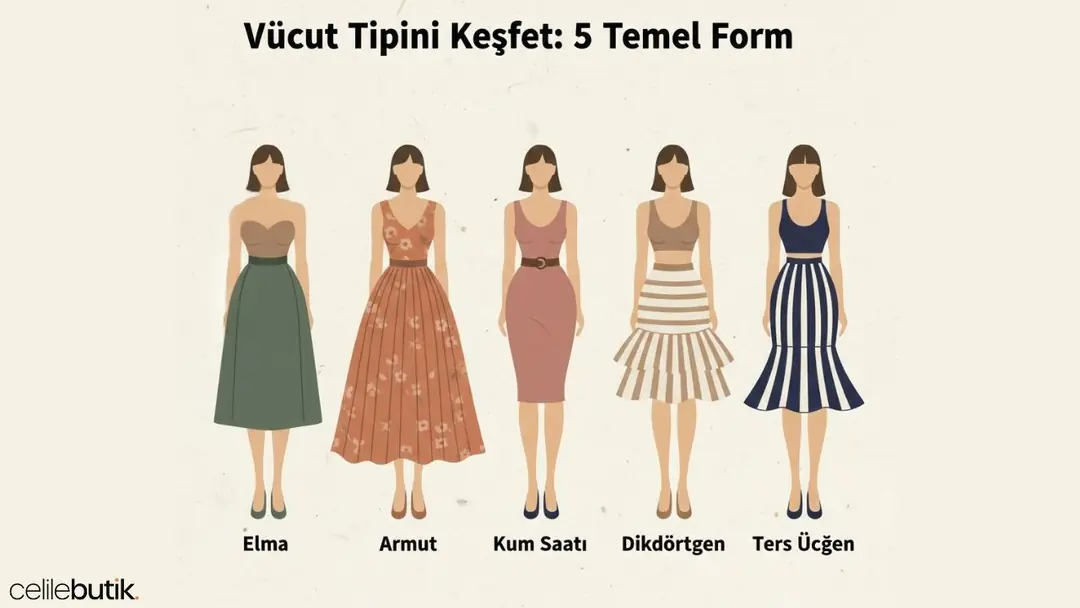 Elma, armut, kum saati, dikdörtgen ve ters üçgen vücut tipleri rehberi